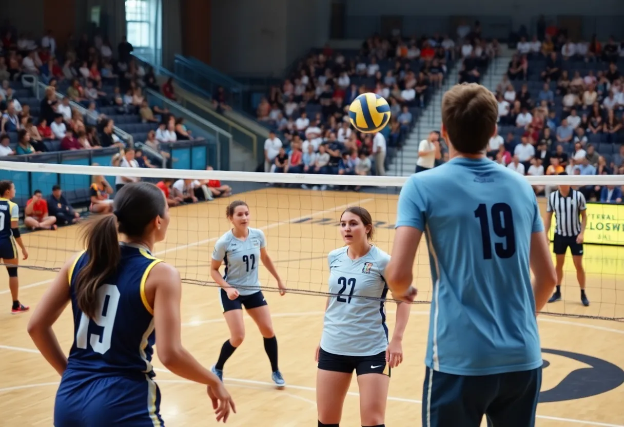 GW volleyball team celebrating their victory