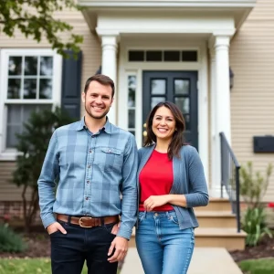 A couple celebrating their new home purchase in Washington, DC