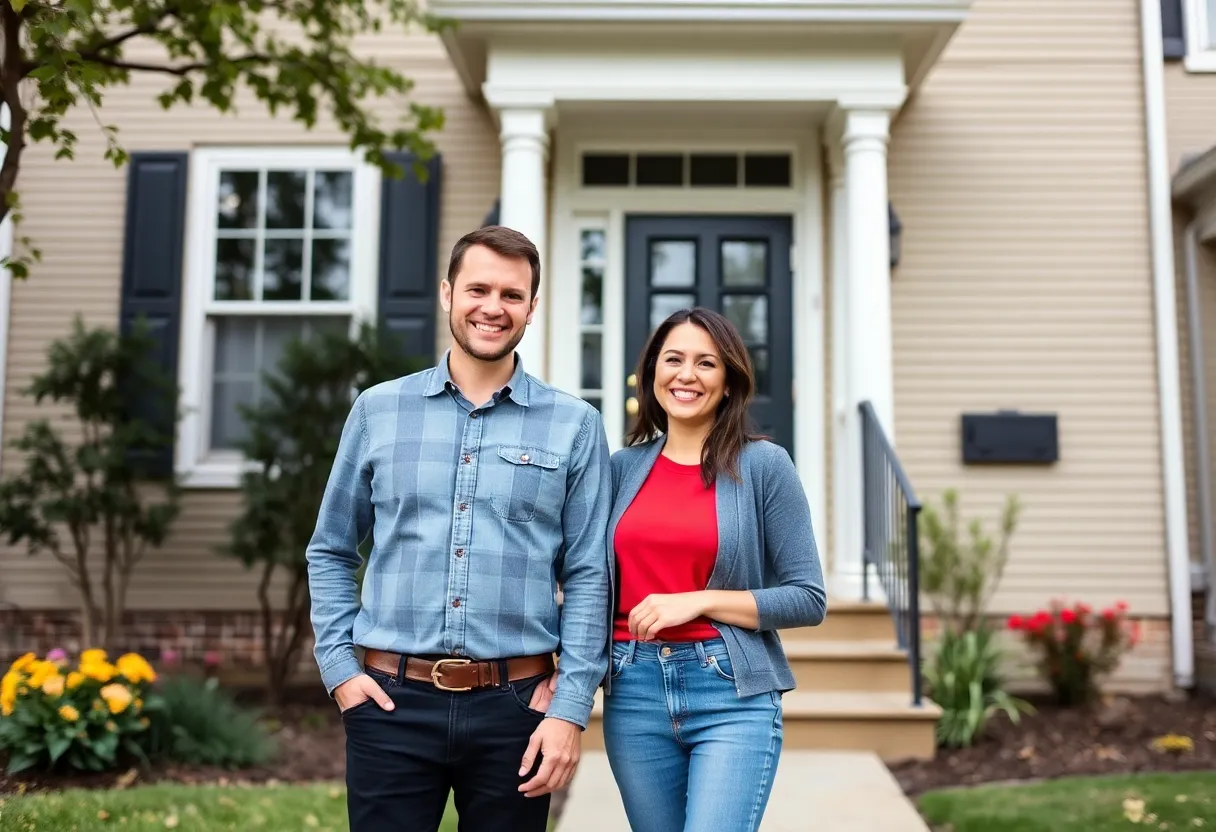 A couple celebrating their new home purchase in Washington, DC