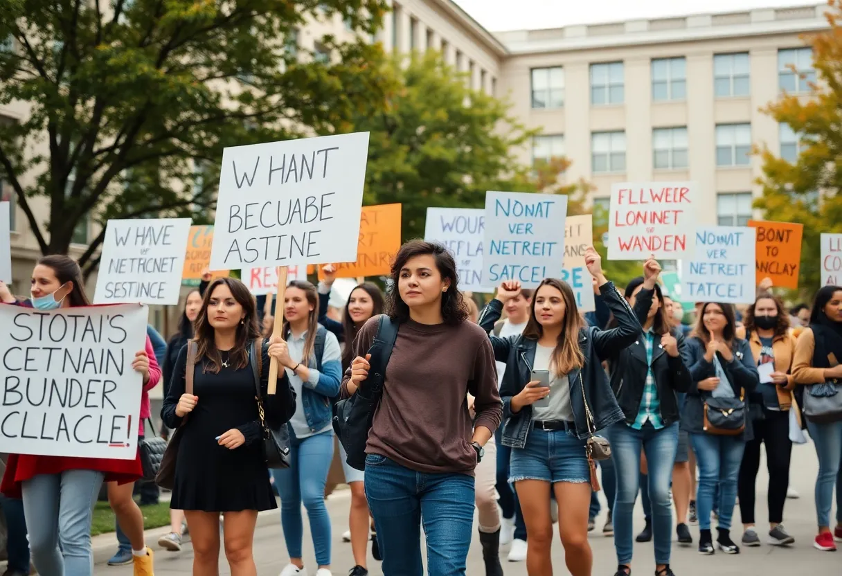 Students protesting at Howard University against National Guard presence