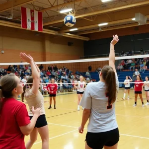 Howard University women's volleyball team competing in a match