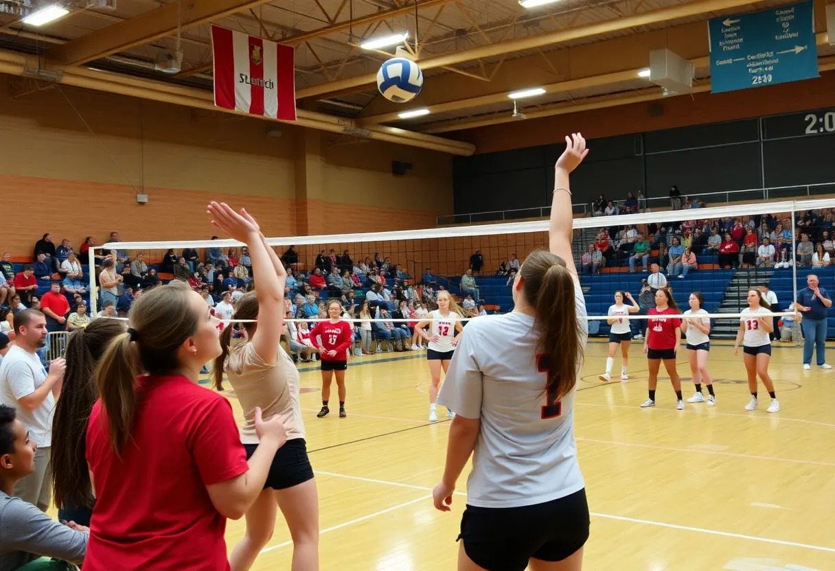 Howard University women's volleyball team competing in a match