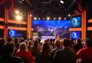 Late-night talk show studio with audience