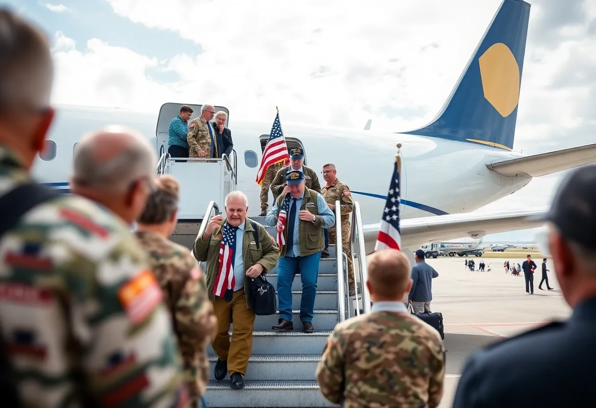 Veterans boarding their flight at Nashville International Airport