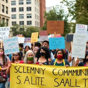 Protesters marching against the National Guard deployment in Washington D.C.
