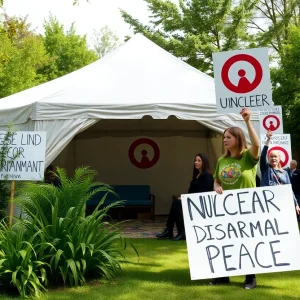 Tent representing a peace vigil in Lafayette Square