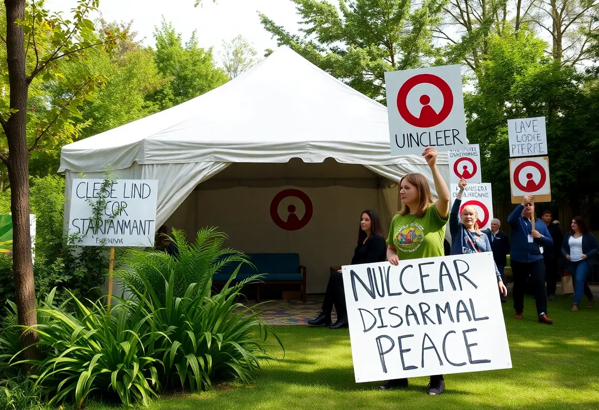 Tent representing a peace vigil in Lafayette Square