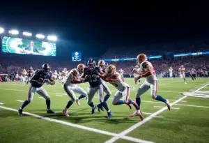 Players from the Las Vegas Raiders and Washington Commanders in action during the game.