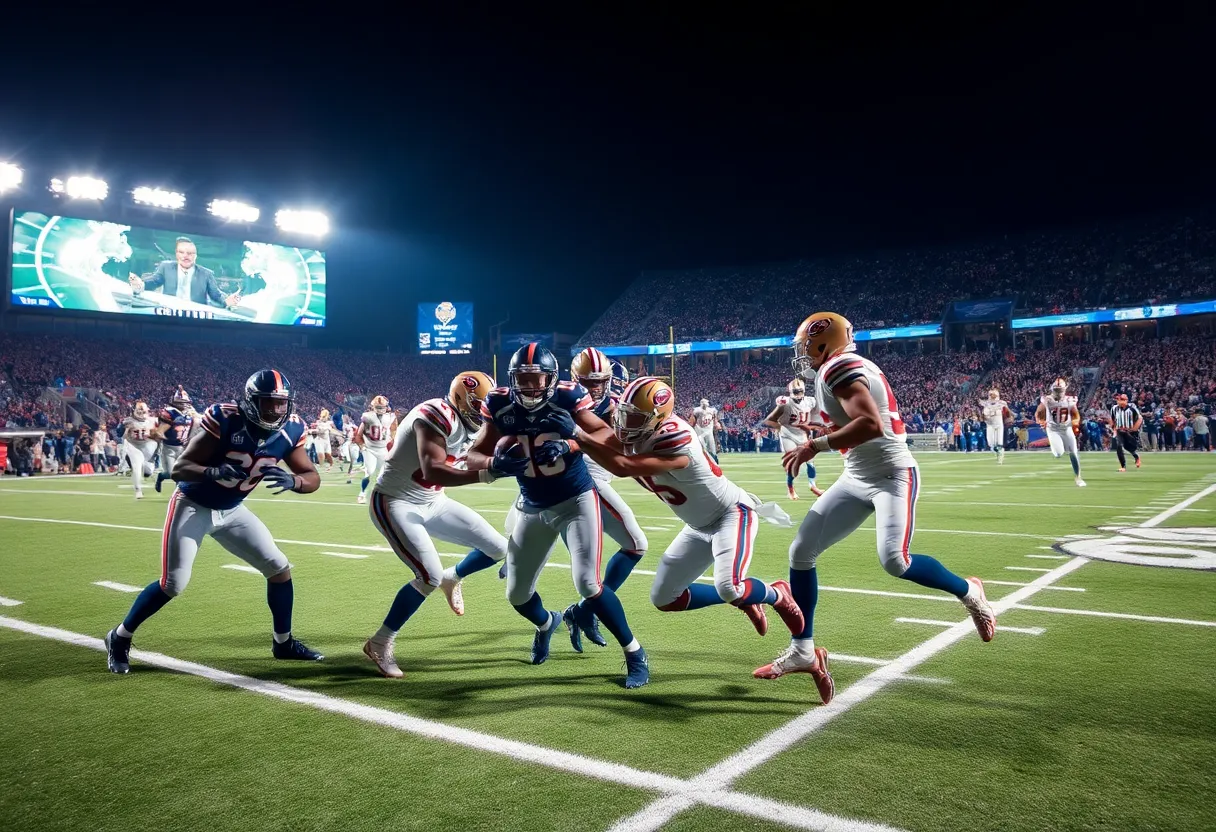 Players from the Las Vegas Raiders and Washington Commanders in action during the game.