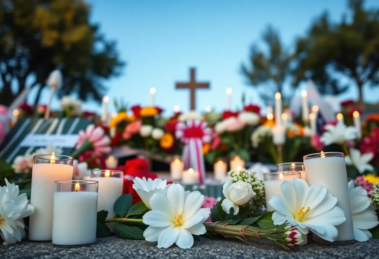 A peaceful memorial honoring the victims of the September 11 attacks