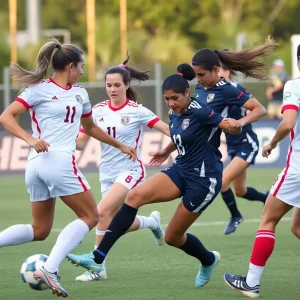Women's soccer match between University of Texas and George Washington University.