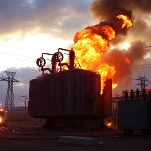Dark smoke rising from a transformer fire at the Pepco power plant in Washington D.C.