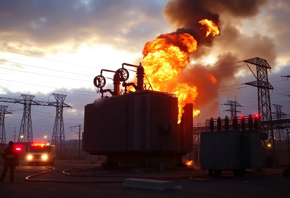 Dark smoke rising from a transformer fire at the Pepco power plant in Washington D.C.
