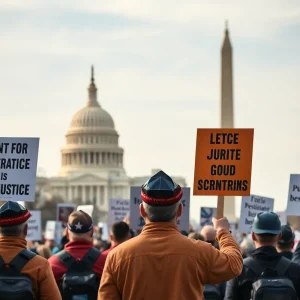 Veterans protesting in Washington D.C. for immigration justice and accountability.