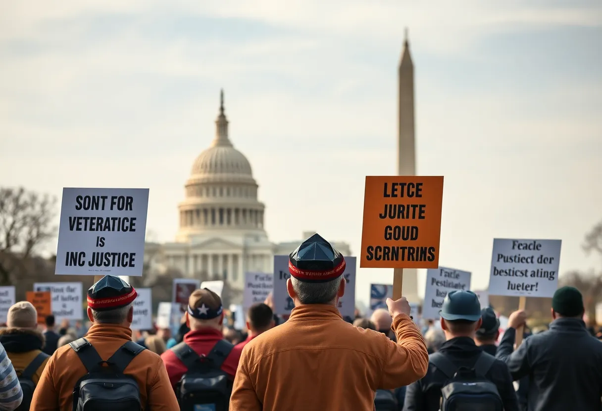 Veterans protesting in Washington D.C. for immigration justice and accountability.