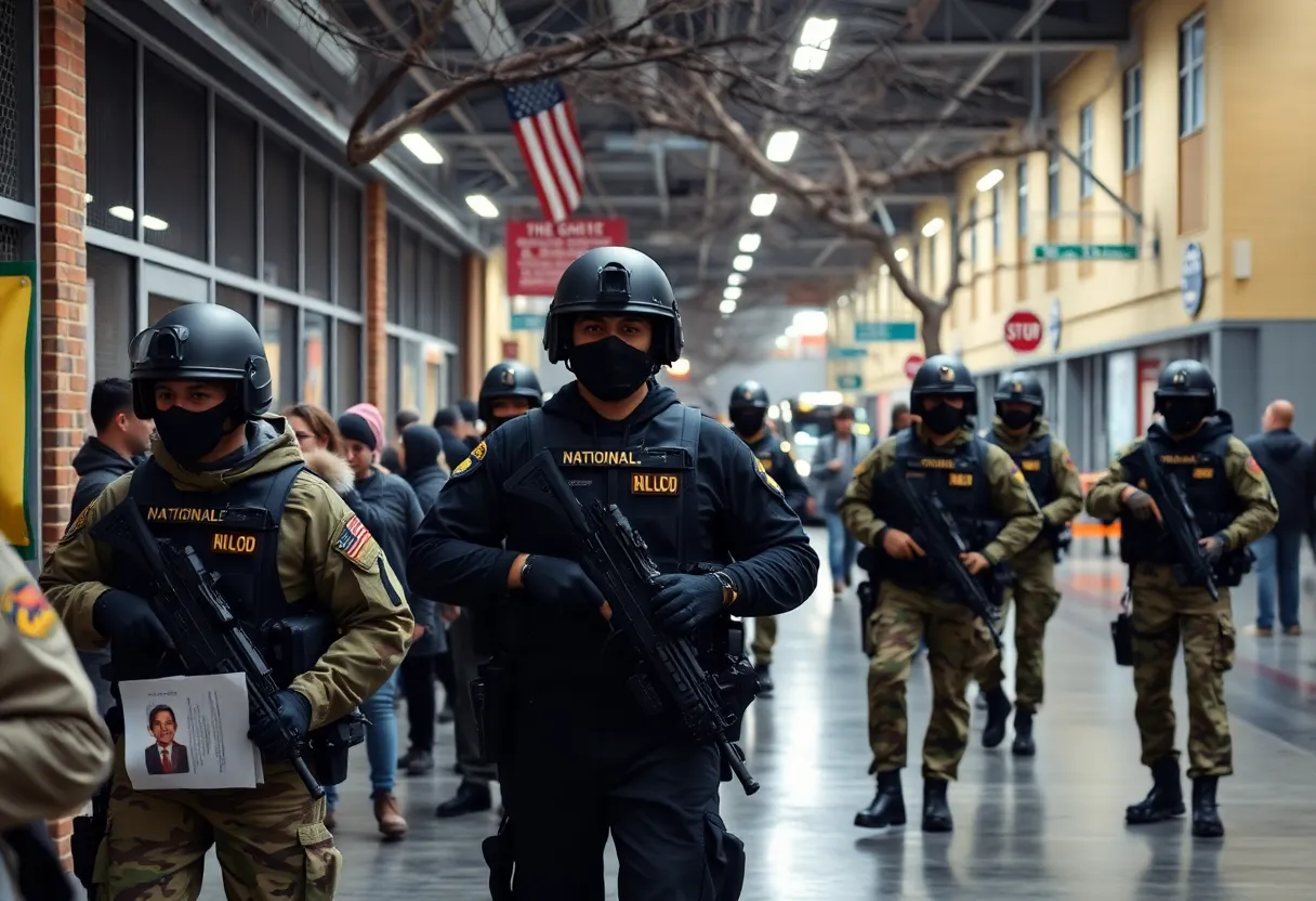 National Guard officers monitoring a school in Washington DC