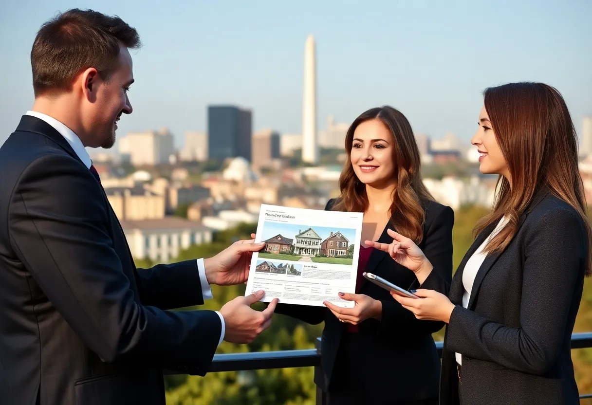Real estate agent showing properties to a first-time buyer in Washington, DC.