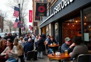 People in Washington D.C. enjoying food and drinks, symbolizing local support for federal workers during a shutdown.