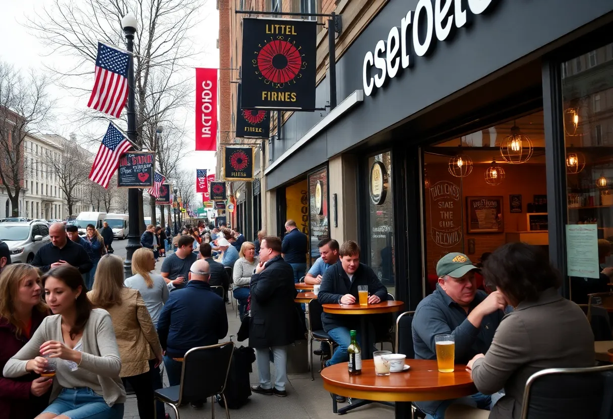 People in Washington D.C. enjoying food and drinks, symbolizing local support for federal workers during a shutdown.
