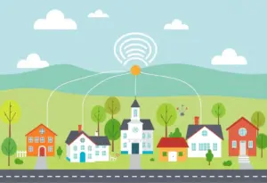 Illustration of D.C. community institutions with broadband connections.