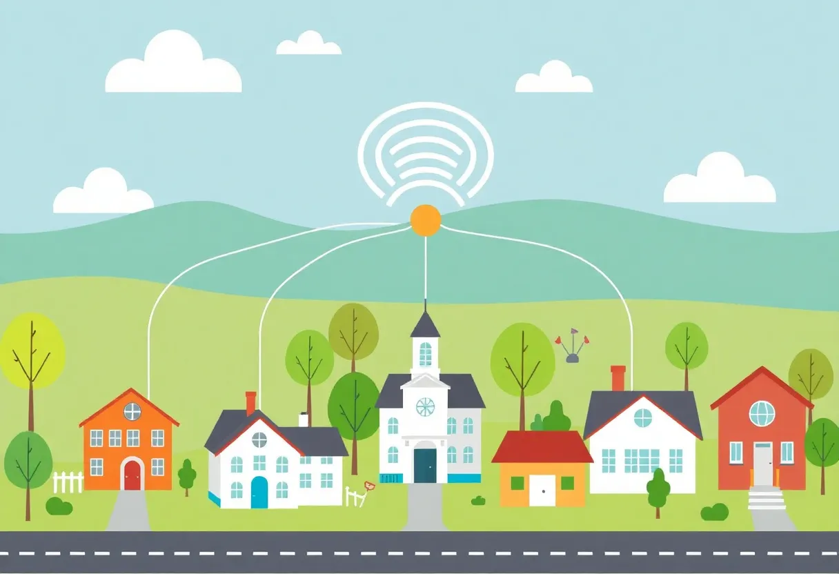 Illustration of D.C. community institutions with broadband connections.