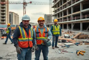 Construction workers on site in Washington D.C. facing labor shortage.