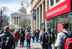 Tourists outside closed attractions in Washington D.C.
