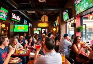Patrons enjoying discounted meals and drinks in DMV area bars and restaurants.