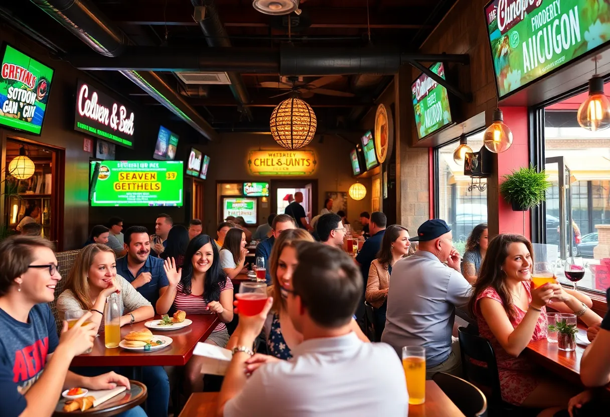 Patrons enjoying discounted meals and drinks in DMV area bars and restaurants.