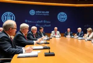 Leaders discuss economic policies in a conference setting.