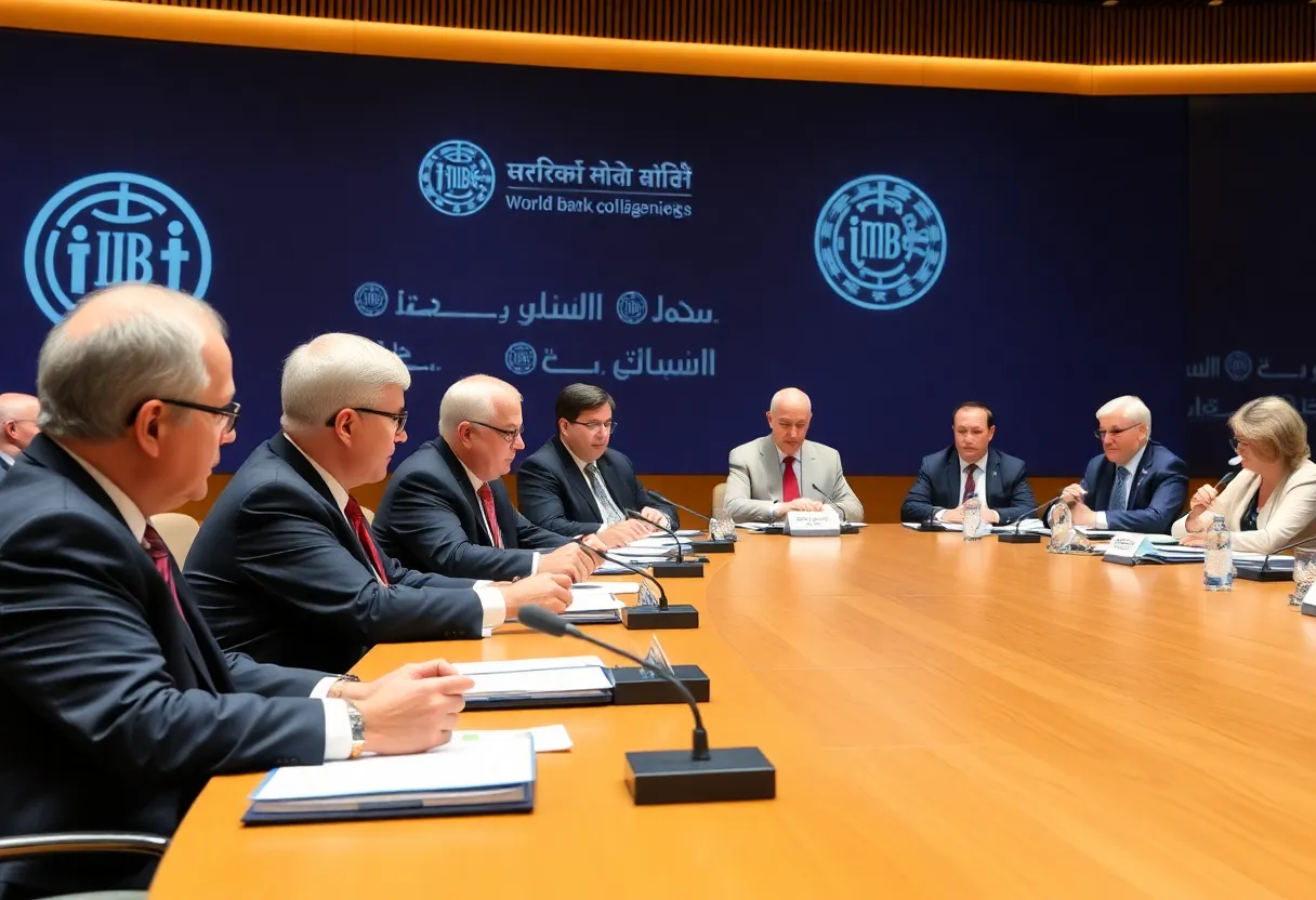 Leaders discuss economic policies in a conference setting.