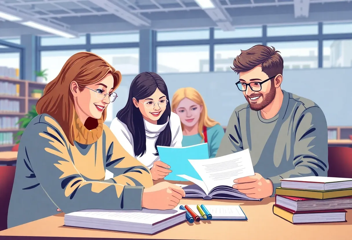 Students benefiting from a financial support initiative in a classroom