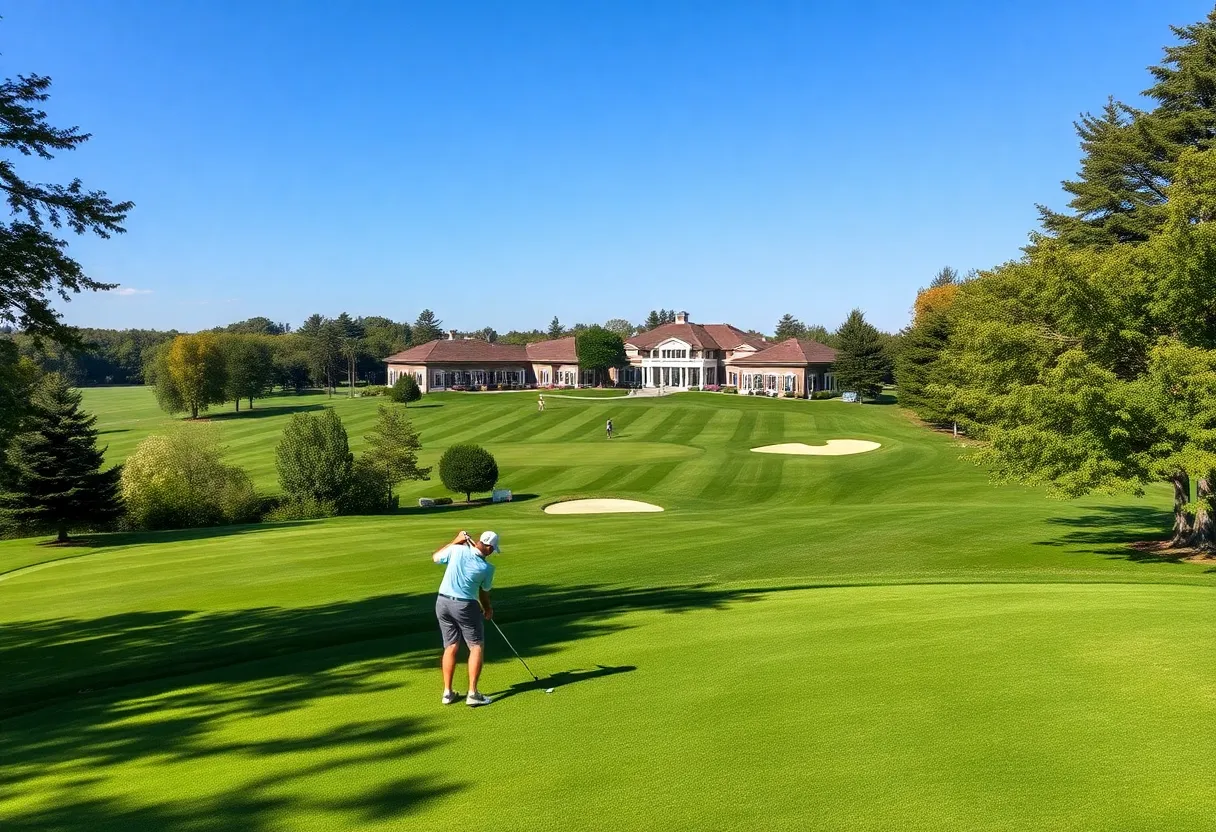Golf tournament at Echo Lake Country Club featuring golfers.