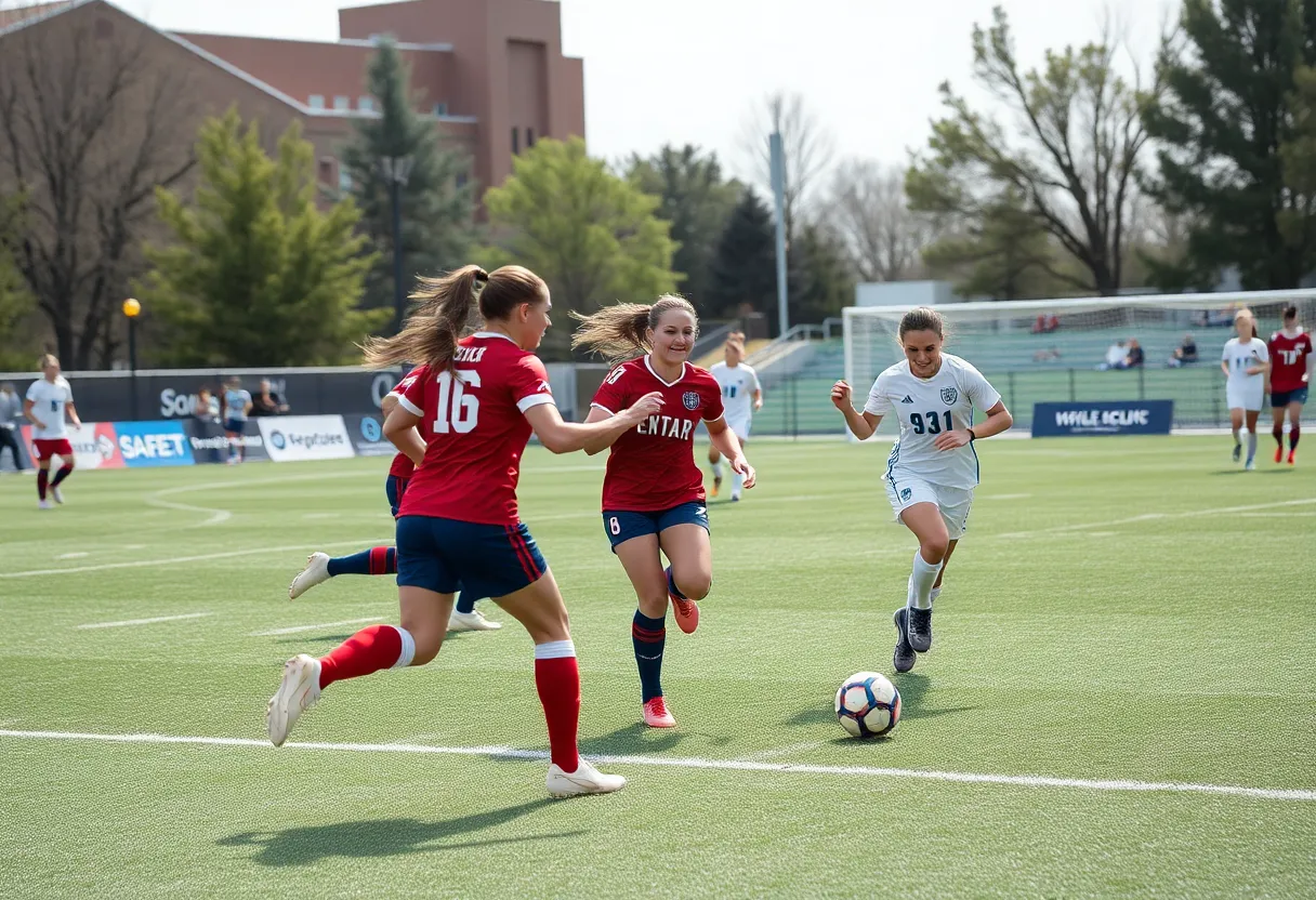 Georgetown women's soccer team playing in a match