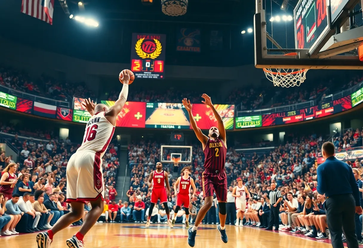 Georgetown University men's basketball team in action during exhibition match against GWU.