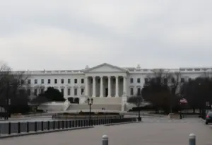 View of a closed federal building in Washington DC during the government shutdown