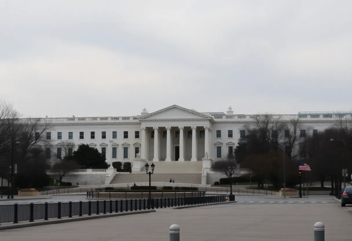 View of a closed federal building in Washington DC during the government shutdown