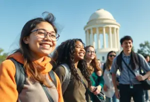 High school students from Highland Adventist School at a historical site in Washington D.C.