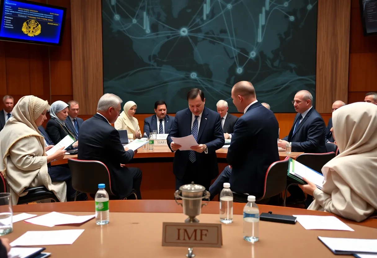 Delegates meeting at the IMF annual conference