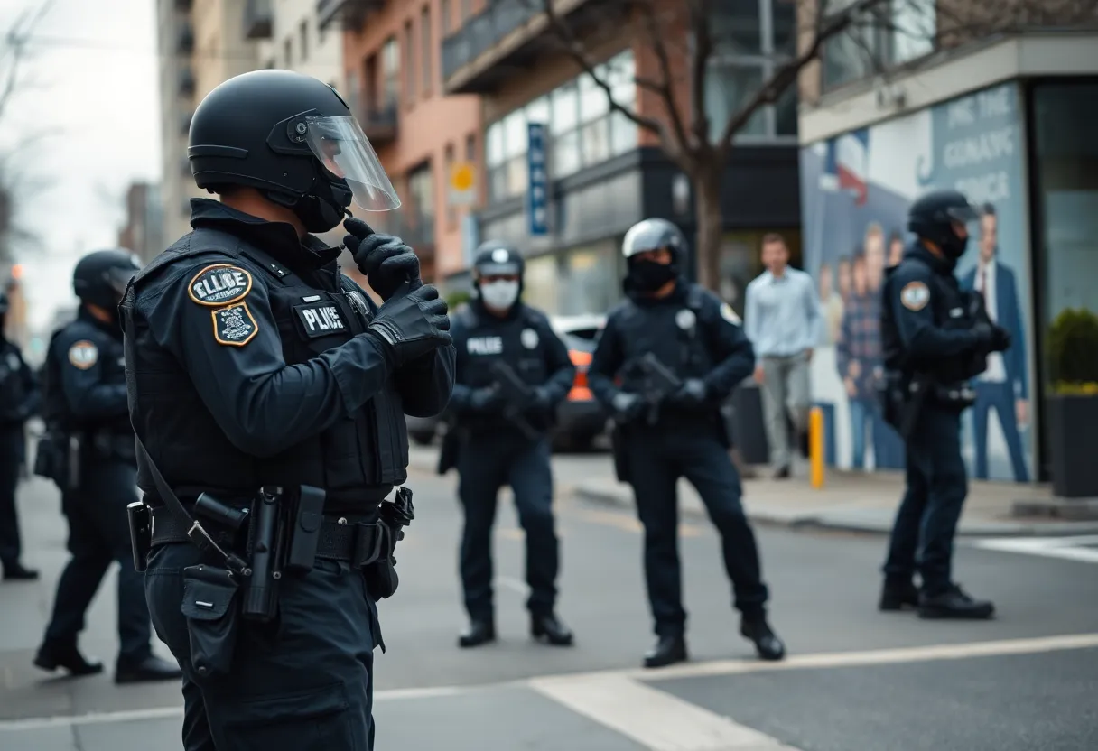 Police officers patrolling a neighborhood in Washington DC