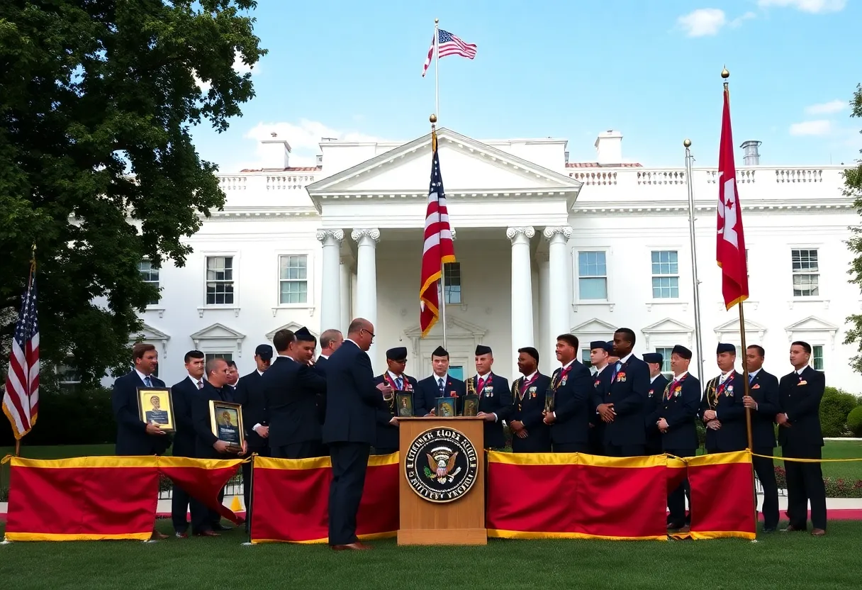 LSU Shreveport baseball team ceremony at the White House