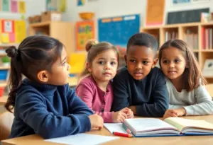 Classroom at Nalle Elementary School with a focus on student safety
