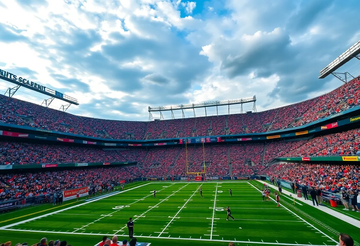 Exciting atmosphere at an NFL game during Week 8 with fans and players.