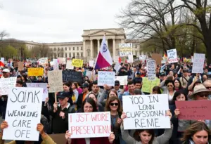 Demonstrators protesting against government policies