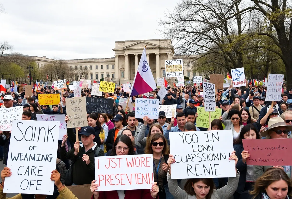 Demonstrators protesting against government policies