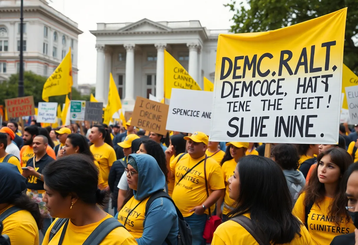 Participants of the No Kings protests rallying for democracy