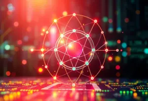 Abstract visualization of quantum computing technology