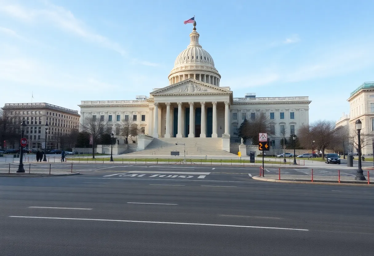 Closed federal building in Washington D.C. during shutdown
