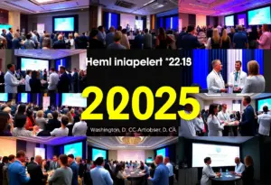 A collage of images depicting various healthcare conferences and professionals in Washington D.C.