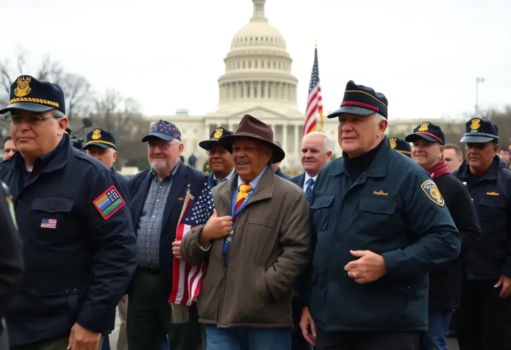 Ceremonial welcome for veterans at the U.S. Capitol.
